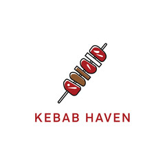 Kebab Haven Restaurant Logo: Red and brown kebab illustration on white background.