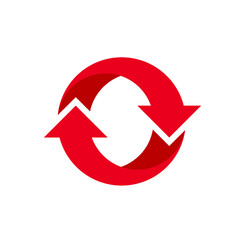 Circular arrows icon red refresh repeat cycle symbol vector graphic vector