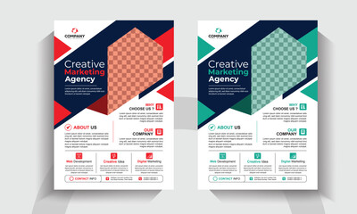 Creative Marketing Agency Flyer Template. Corporate Business Promotion Poster Design. Digital Marketing, Web Design and Branding Layout. 