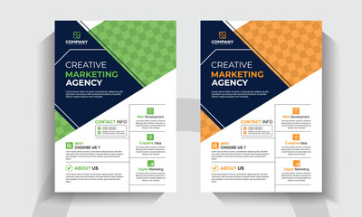 Creative Marketing Agency Flyer Template. Corporate Business Promotion Poster Design. Digital Marketing, Web Design and Branding Layout. 