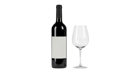 Isolated Wine Bottle and Glass