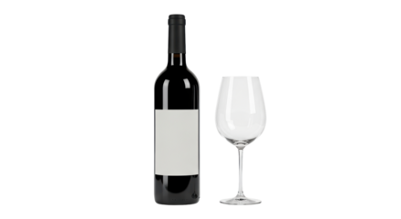 Isolated Wine Bottle and Glass