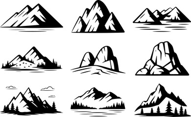 "Mountain Silhouette Vector Set"