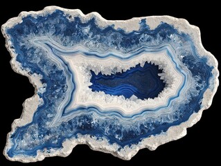 Top View Blue And White Agate Geode Slice Detail