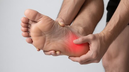 Person holding foot with heel pain