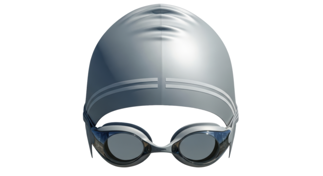 Isolated Swimming Cap and Goggles