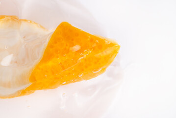 Close-up of orange peel in gel - real natural cosmetic element.