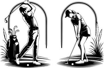 Golf, "Swing in Harmony"  Vector