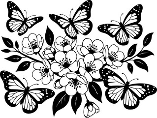 Butterfly and Floral Silhouette Collection" Vector Bundle