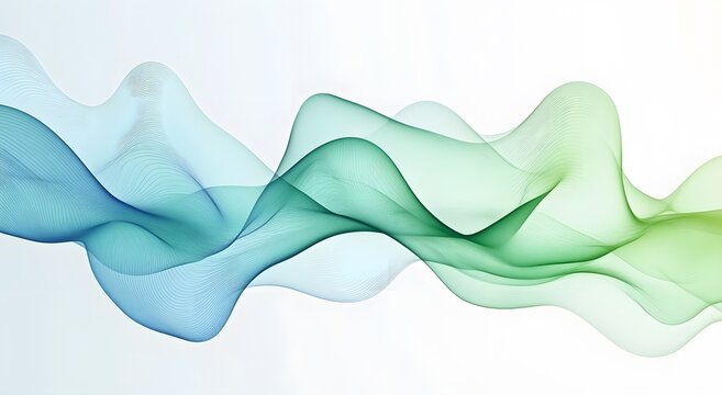 Abstract blue and green wave patterns on white background
