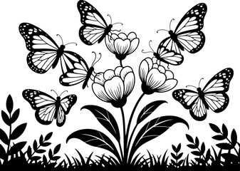 Butterfly and Floral Silhouette Collection" Vector Bundle
