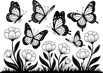 Butterfly and Floral Silhouette Collection" Vector Bundle