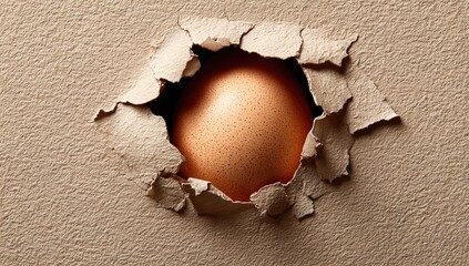 Brown egg in a hole