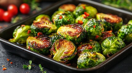 Closeup golden brussels sprouts recipe high resolution picture