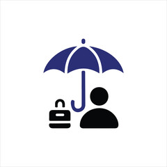 Person and lock under umbrella icon symbolizing personal security and data protection human figure