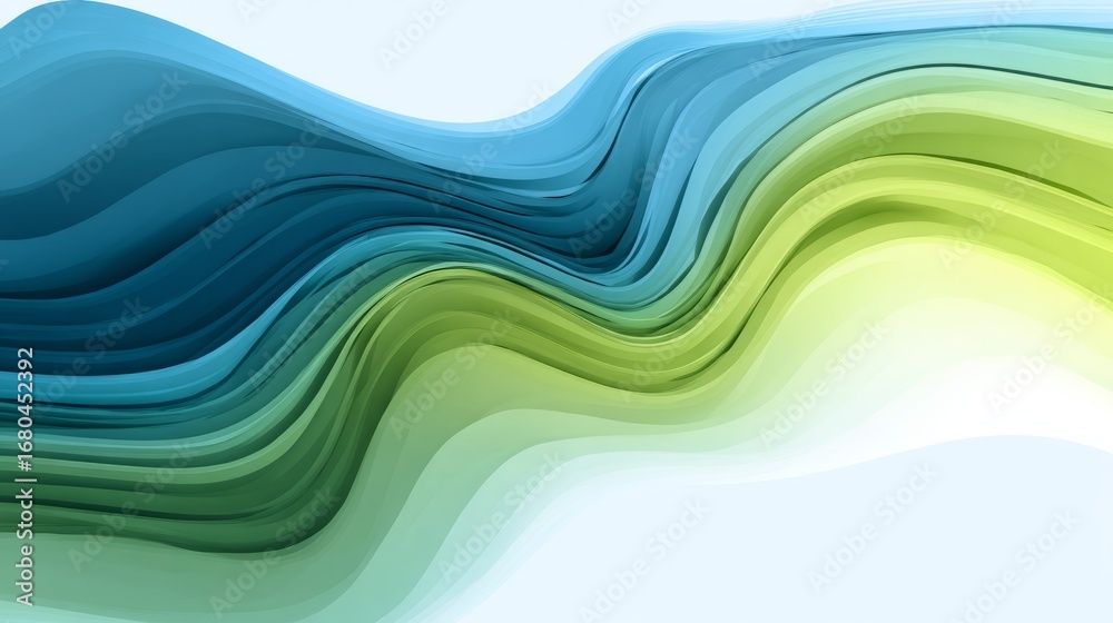 Wall mural abstract waves background with gray, green, and blue flow of wavy lines, modern fluid wave pattern v