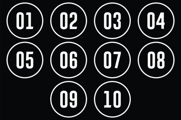 Set of numbers . Number circles set1 to 10 . Set of Round 1-10 numbers icon for education. vector illustration.