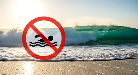 Swimming Restricted Beach Sign.