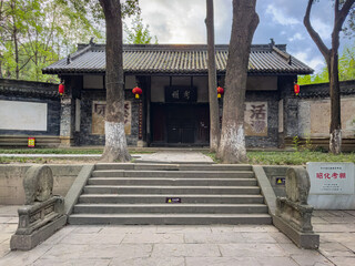 Historical Examination Hall in Confucius Temple at Zhaohua Ancient City at sunset in Guangyuan, Sichuan, China, best preserved historic site of Three Kingdoms.