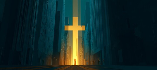 Jesus Cross lead to the enlightenment. Generative AI technology.	
