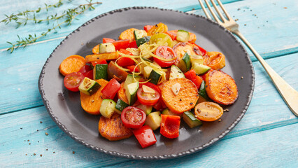 Mediterranean sweet potato skillet
