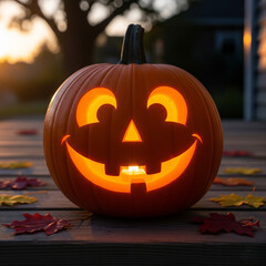 Pumpkin Jack-o'-lantern with cute smiling face