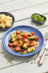 Mashed potatoes with summer vegetables