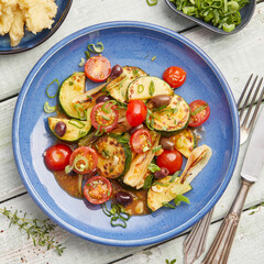 Mashed potatoes with summer vegetables