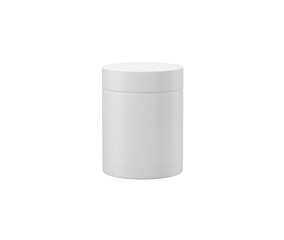 Empty white plastic jar mockup for product branding and cosmetic packaging. 3d illustration