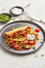 Omelette with beans and corn