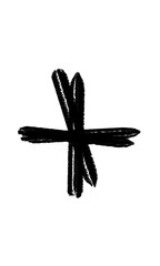 Black cross shape isolated on transparent background, a simple plus sign icon