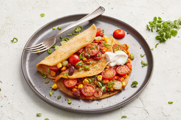 Omelette with beans and corn