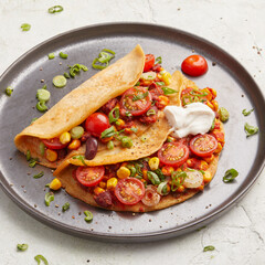 Omelette with beans and corn