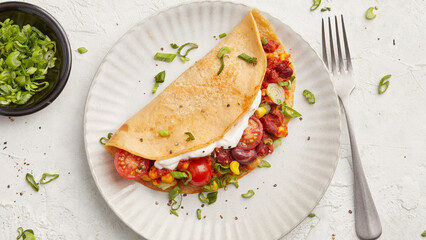 Omelette with beans and corn