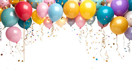 A set of colorful balloons on a white background