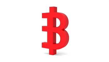 Obraz premium Red 3D Bitcoin symbol