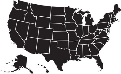 USA map with states isolated on a white background. United States of America map. AI-Generated Vector 