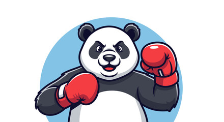 Cute Panda Boxer Mascot Cartoon Illustration