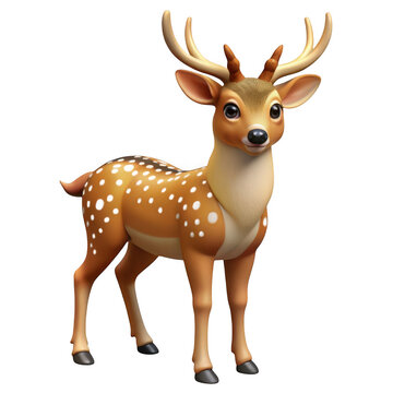 3d majestic deer with antlers isolated on white background