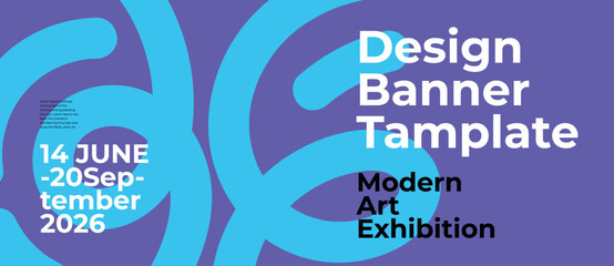 Abstract modern art exhibition banner templates with bold geometric shapes, wavy lines and bright colors. Contemporary banner design for events, flyers, promotions and advertising.