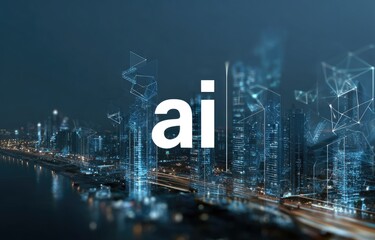 AI cityscape overlaid with digital network