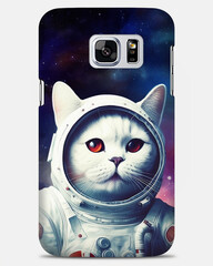 Cute Astronaut Cat Illustration on Space-Themed Phone Case