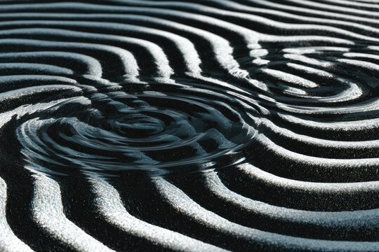 Rippled water on dark sand