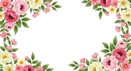 Floral Frame Design with Pink and White Flowers.
