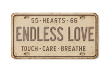 Vintage 'Endless Love' license plate evokes nostalgia and deep connection, perfect for romantic themes and retro decor.
