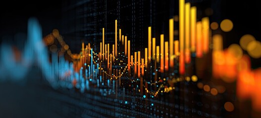 Abstract financial data visualization showing multiple graphs and charts with vibrant colors