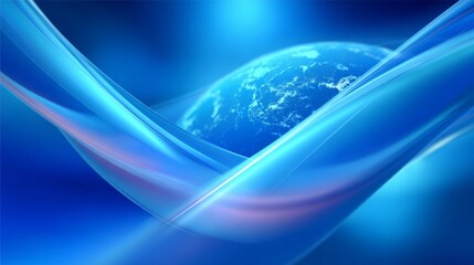 Abstract Planet with Curves: An artistic rendition featuring a blue planet, encompassed by flowing curves and textures, symbolizing the earth's natural essence.