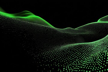 Abstract digital landscape of glowing green dots on black