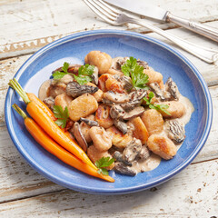 Parsnip gnocchi with morel mushroom sauce