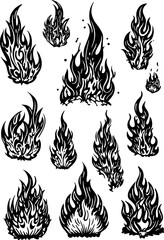 flames, aesthetic, blaze, burn, doodle, fiery, fire, flaming, graphic, heat, outline, print, signs, silhouette, tattoo, tribal, warm, classic, drawing, logotype, simple, abstract, art, cartoon, elemen